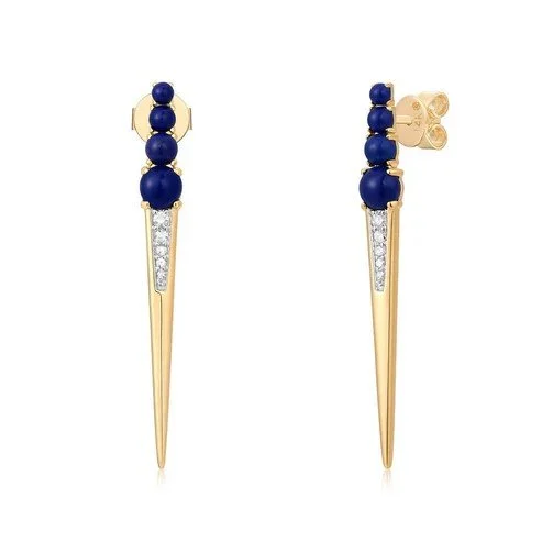 Lapis and Diamond Dagger Earring
