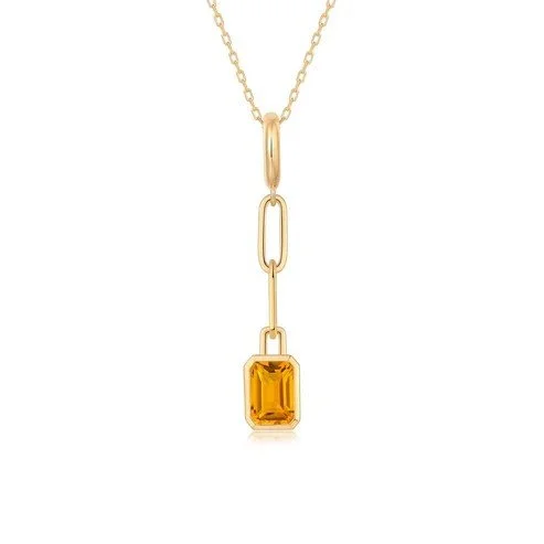 Emerald Cut Citrine Pendant