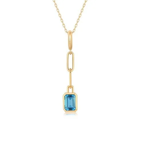 Emerald Cut Swiss Blue Topaz Pendant