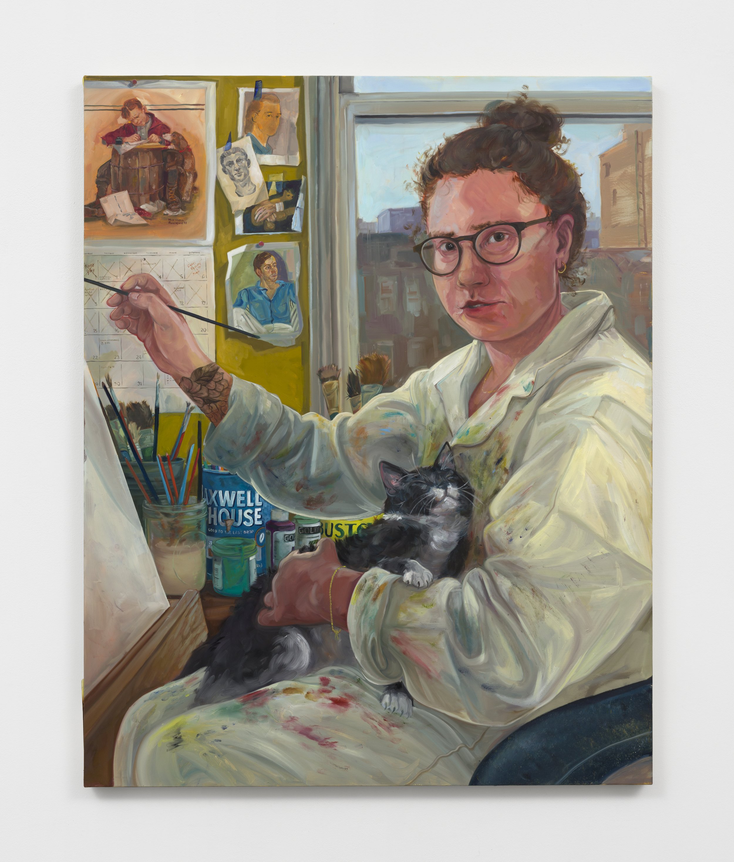 Self Portrait with a Cat (After Laserstein)