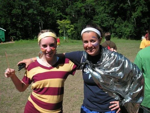 Kate, aka "KTF" and me during Harry Potter Day when we were counselors at AGQ. And yes, we were also capable of making phone calls home!!