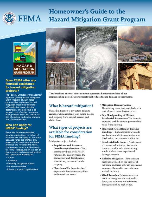 Homeowner's Guide to Hazard Mitigation Grant Program