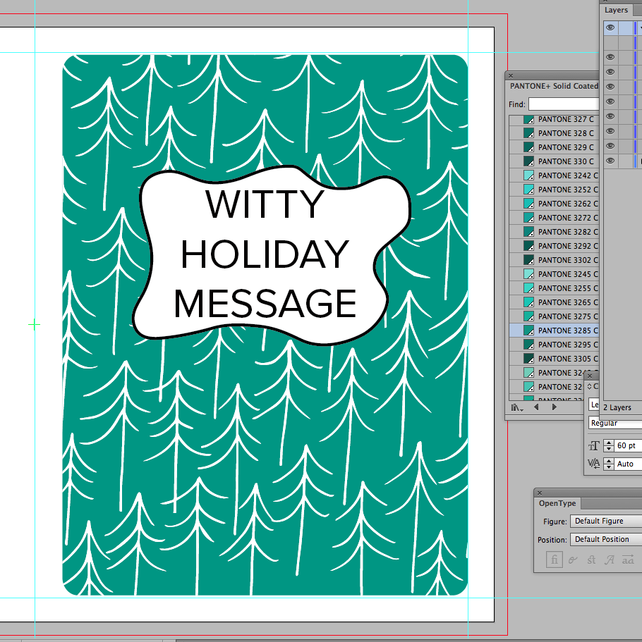 New card in process. I started with a more minty green and white trees.
