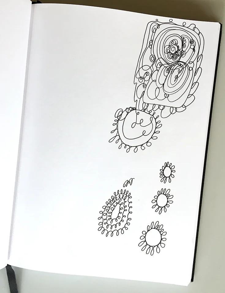 I came up with this new pattern by loosening up and letting my pen wander around the page.