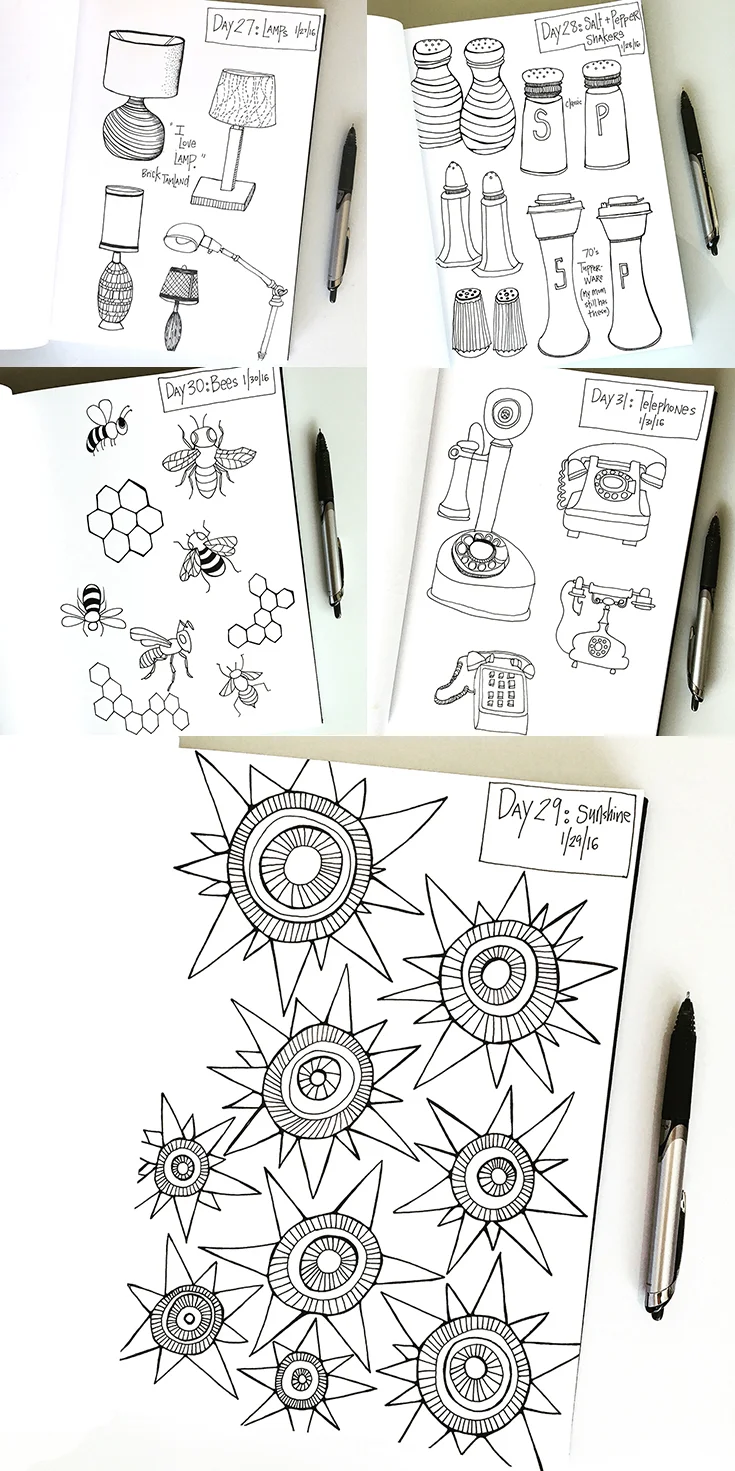 January 2016 - Daily Drawings days 27-31.