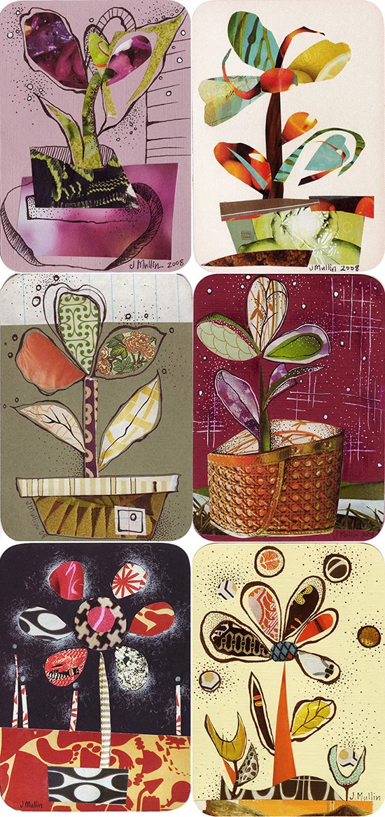 A collection of floral themed collages from 2008.