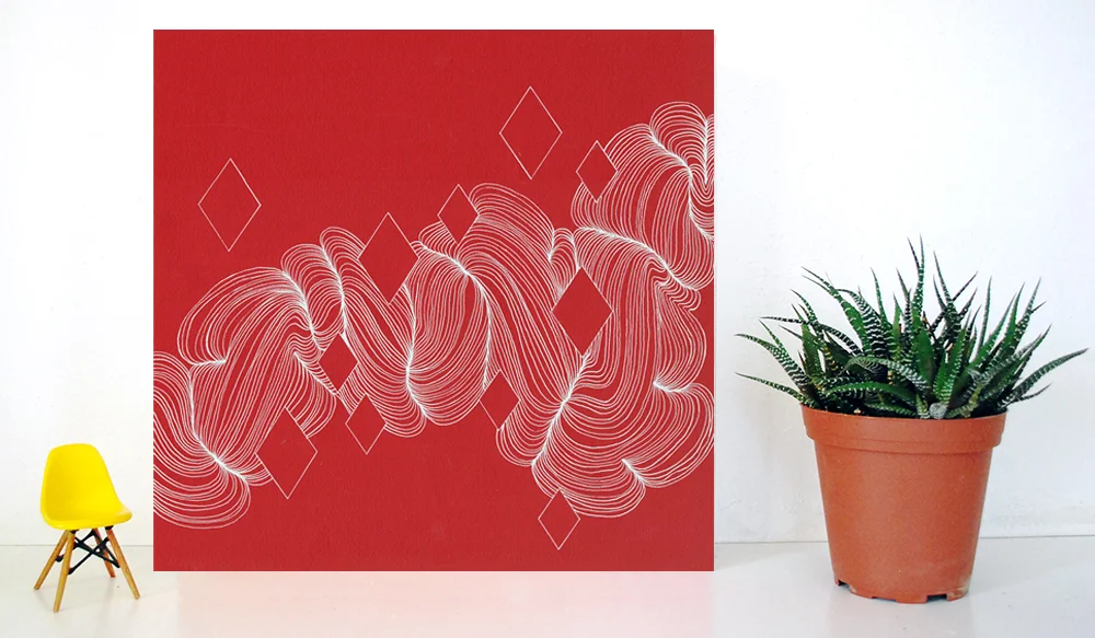 Entitled, "Lucy in the Sky," this piece is sure to bring a pop of color and style to any space.