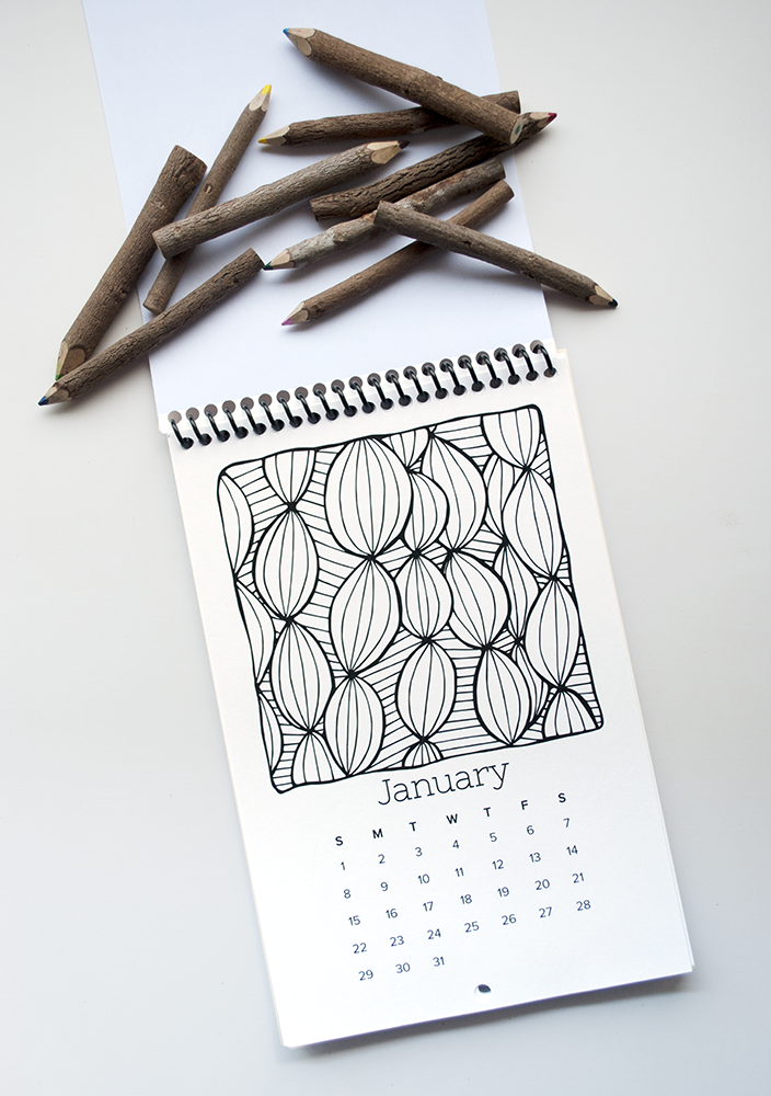 The calendar illustrations look cool colored and uncolored.