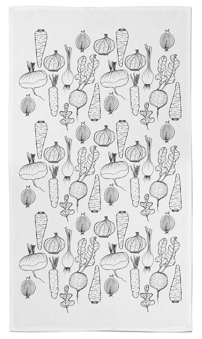 My Day 17 drawings turned into a pattern for a tea towel.