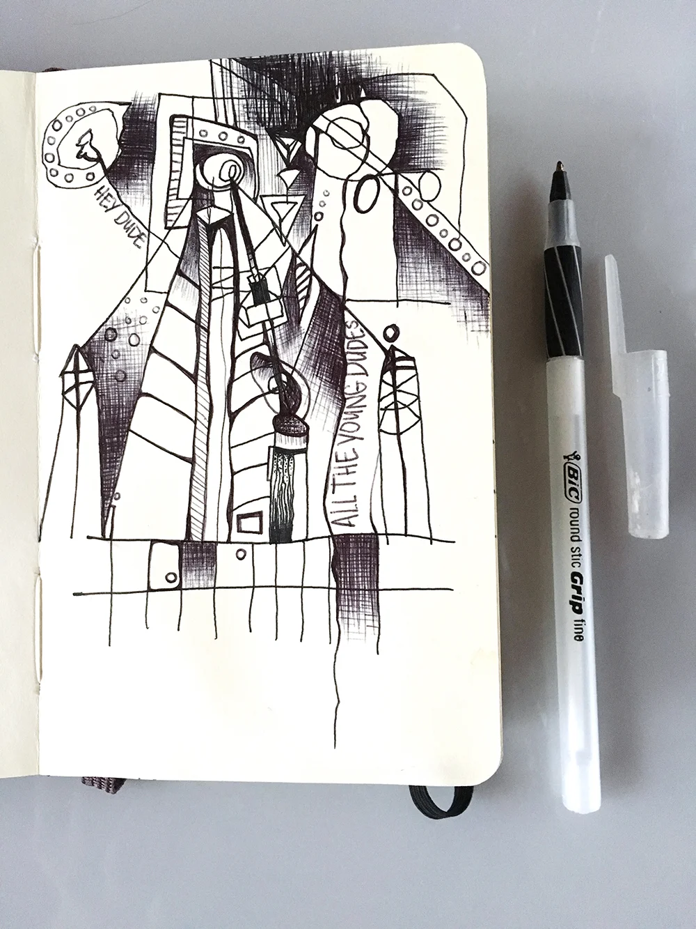 A Moleksine drawing from 2008. I must have been listening to Bowie at the time.