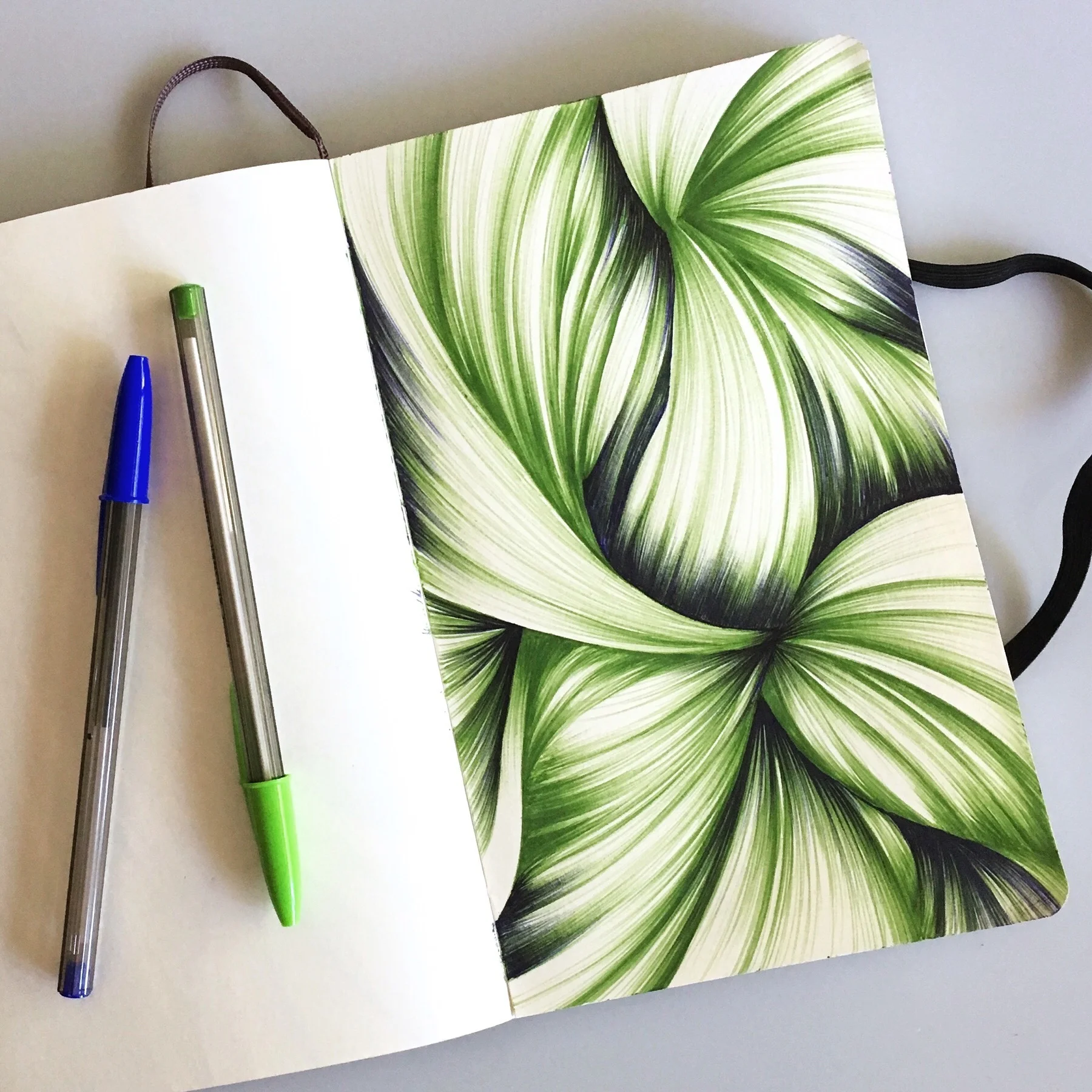 The first sketch I made with more than one color. Using two colors adds more dimension to these compositions.