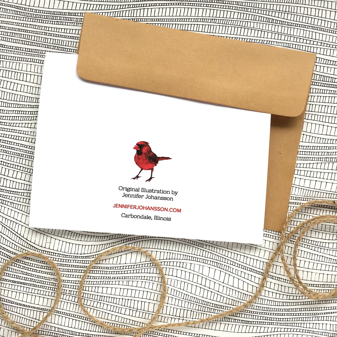 The backside of all my cards feature my sweet little cardinal.