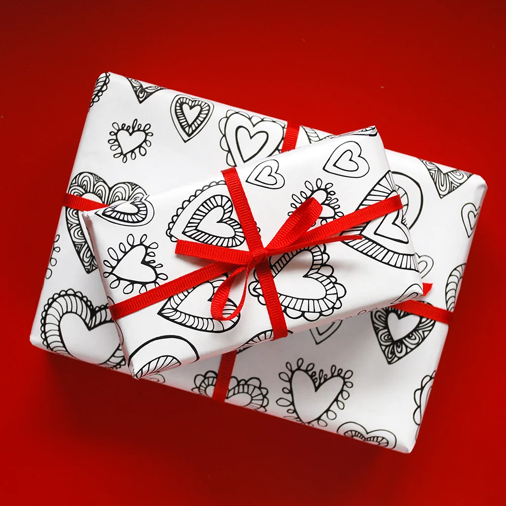 The coloring page can also double a wrapping paper.