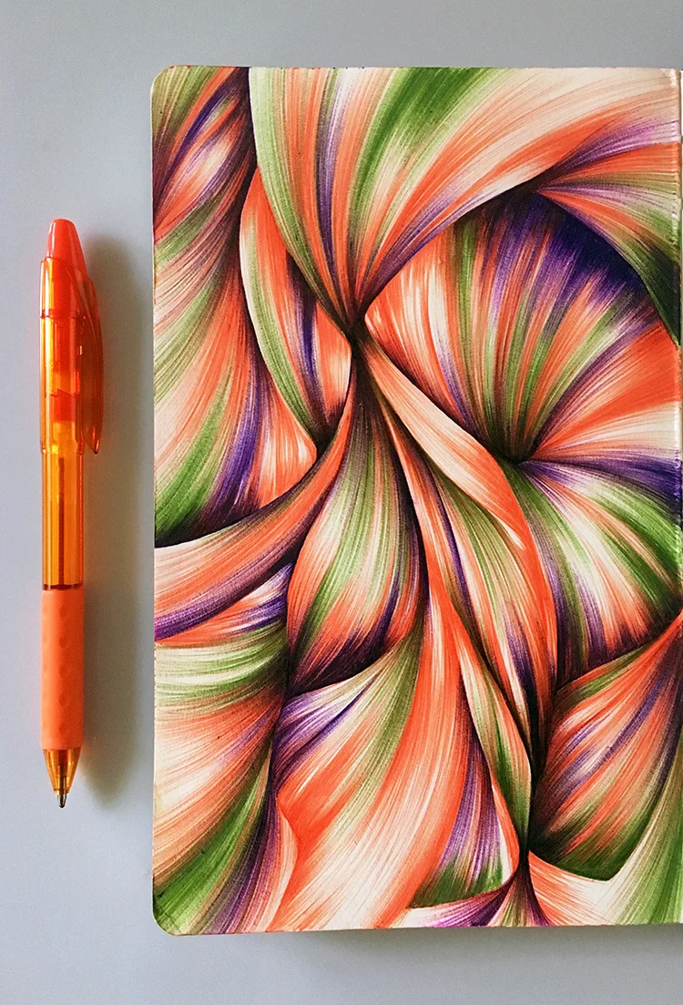 My vacation drawing was influenced by the tropical color palette of my travels.