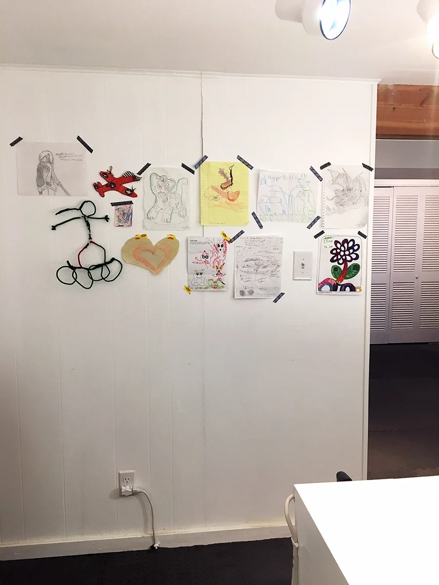 Kid art wall of fame.