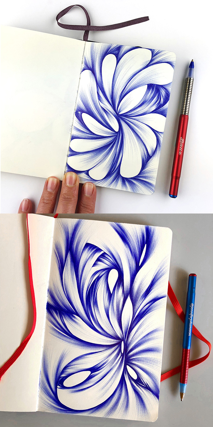 Abstract Ballpoint Drawings Made with Baux Pens