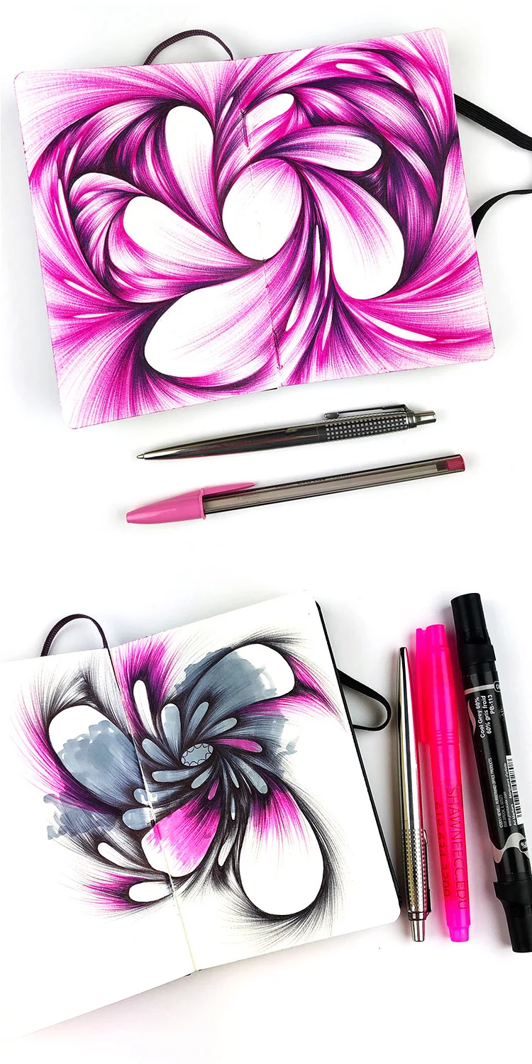 Ballpoint & marker drawings from May 2019.
