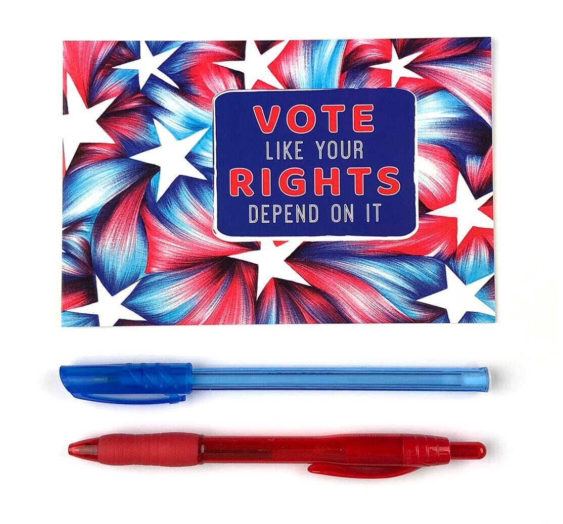 Please do your part today. Vote like your rights depend on it.  #writethepower #writeon #politicalpostcards #gotv #sendmoremail #sendmoreletters #postcard #rockthevote #womensrights