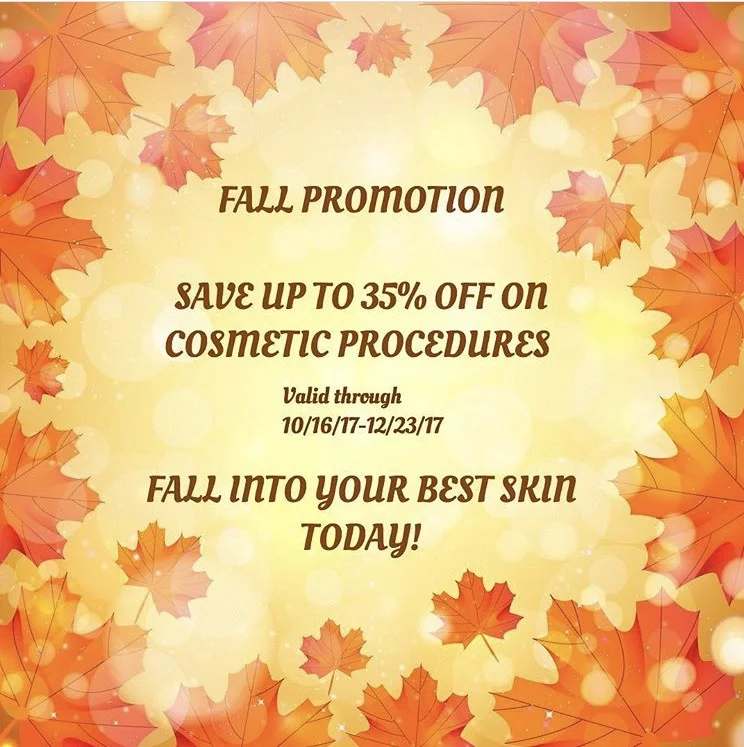 20% off Laser Hair Removal packages of 6, Botox, Chemical Peel packages of 4, Dermapen single procedure or packages, Filler and Mole Removal $500 off Hair Transplants $250 off PRP $250 off Scalp MicroPigmentation *Deposit required to secure promotion price 10/16/17-12/23/17 
