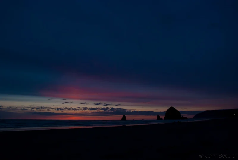 Sunset over Haystack Rock