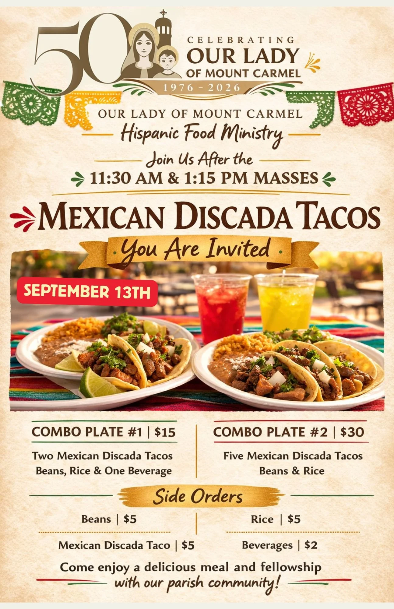 Hispanic Food Sales; After the 11:30am &amp; 1:15pm Masses