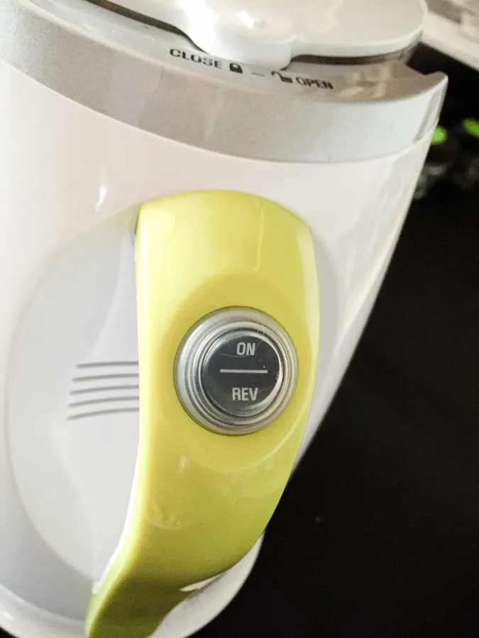 Hurom slow juicer on switch.