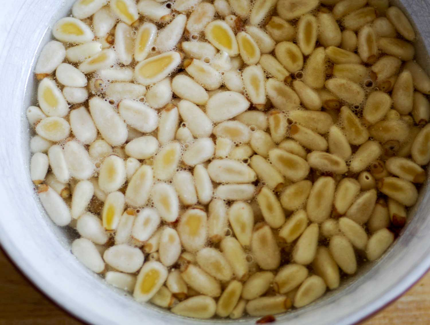 Soaked pine nuts.