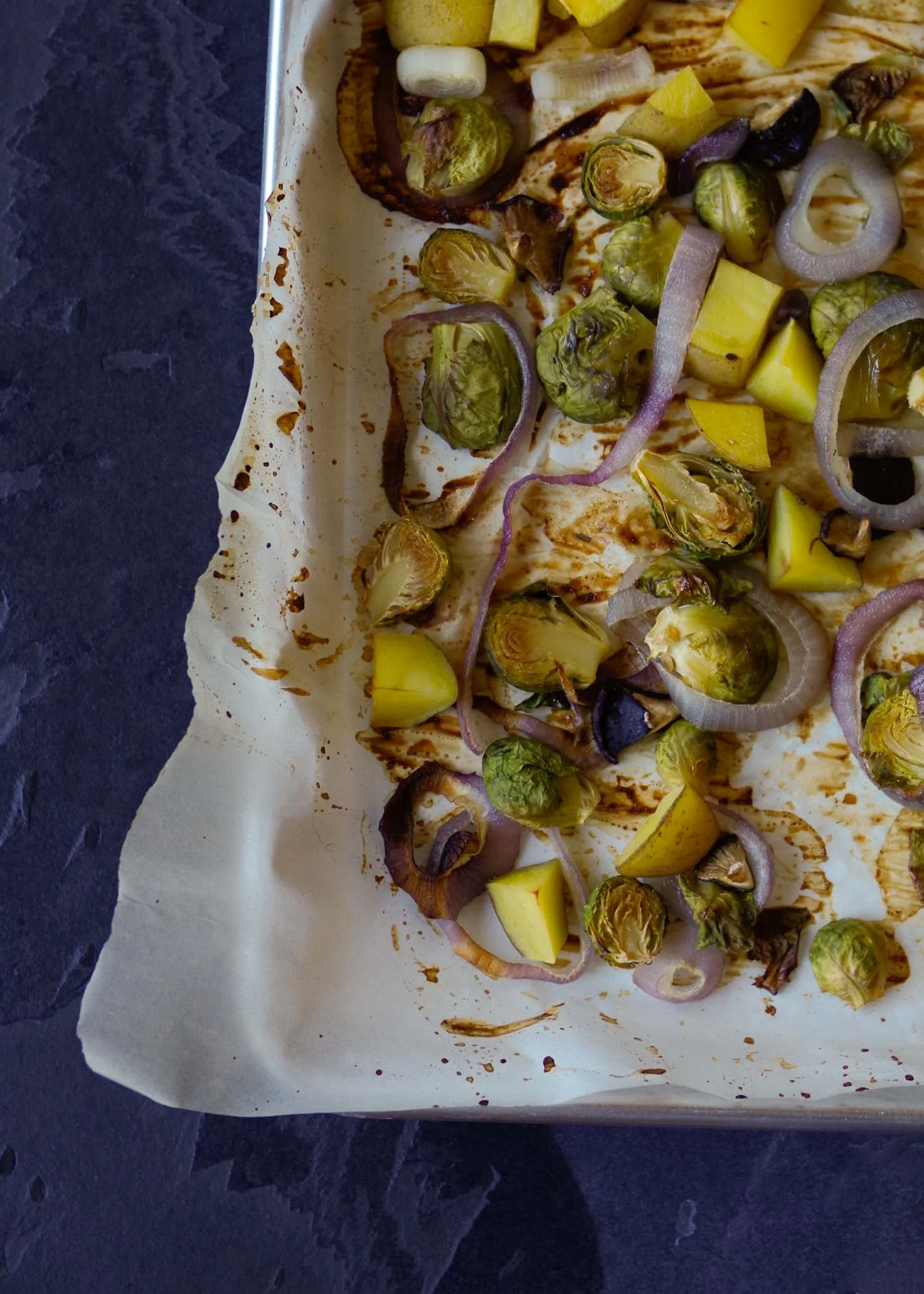 Roasted vegetables brown up even without oil.