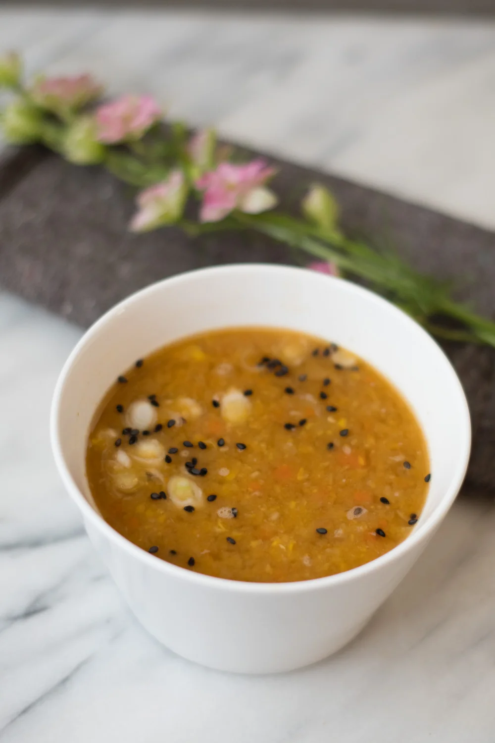 A nice bowl of Indo-Chinese Corn Soup, made with my Instant POt