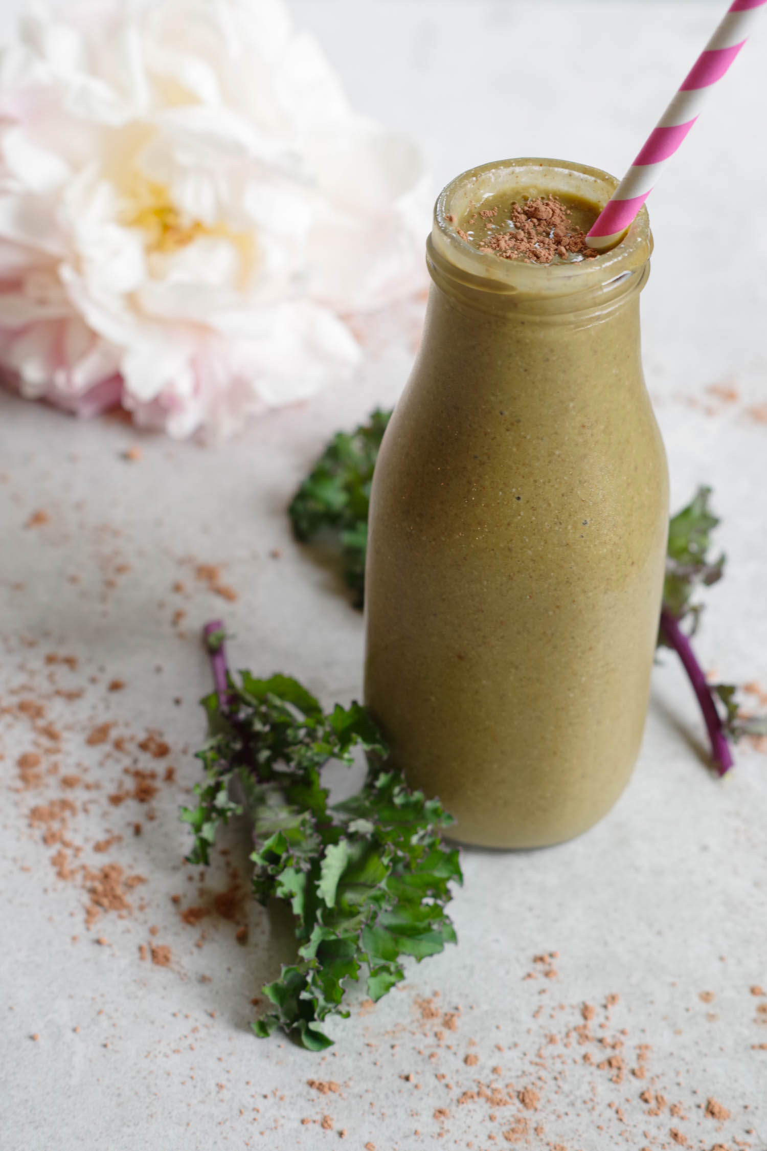 Chocolate Almond Kale Smoothie as a Meal on the Go, by Beautiful Ingredient