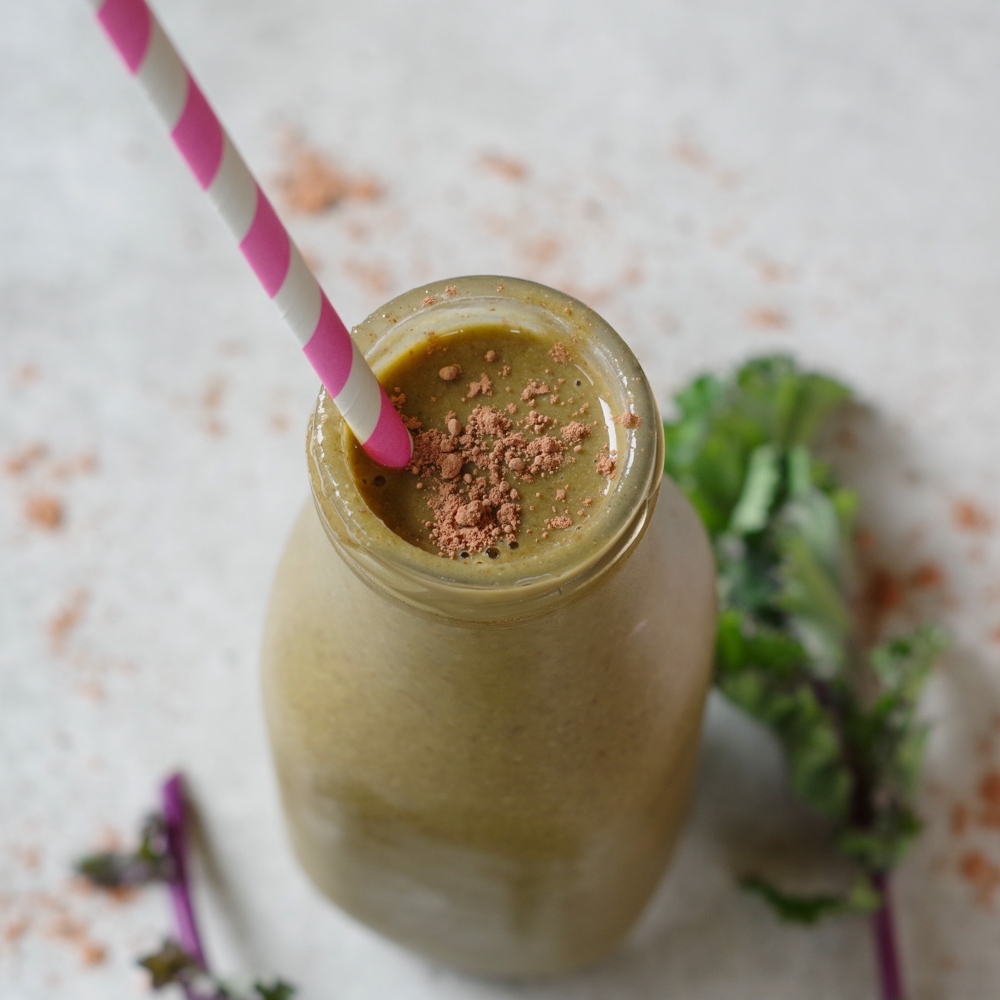 Chocolate Almond Kale Smoothie | A Vegan Whole Food Meal on the Go
