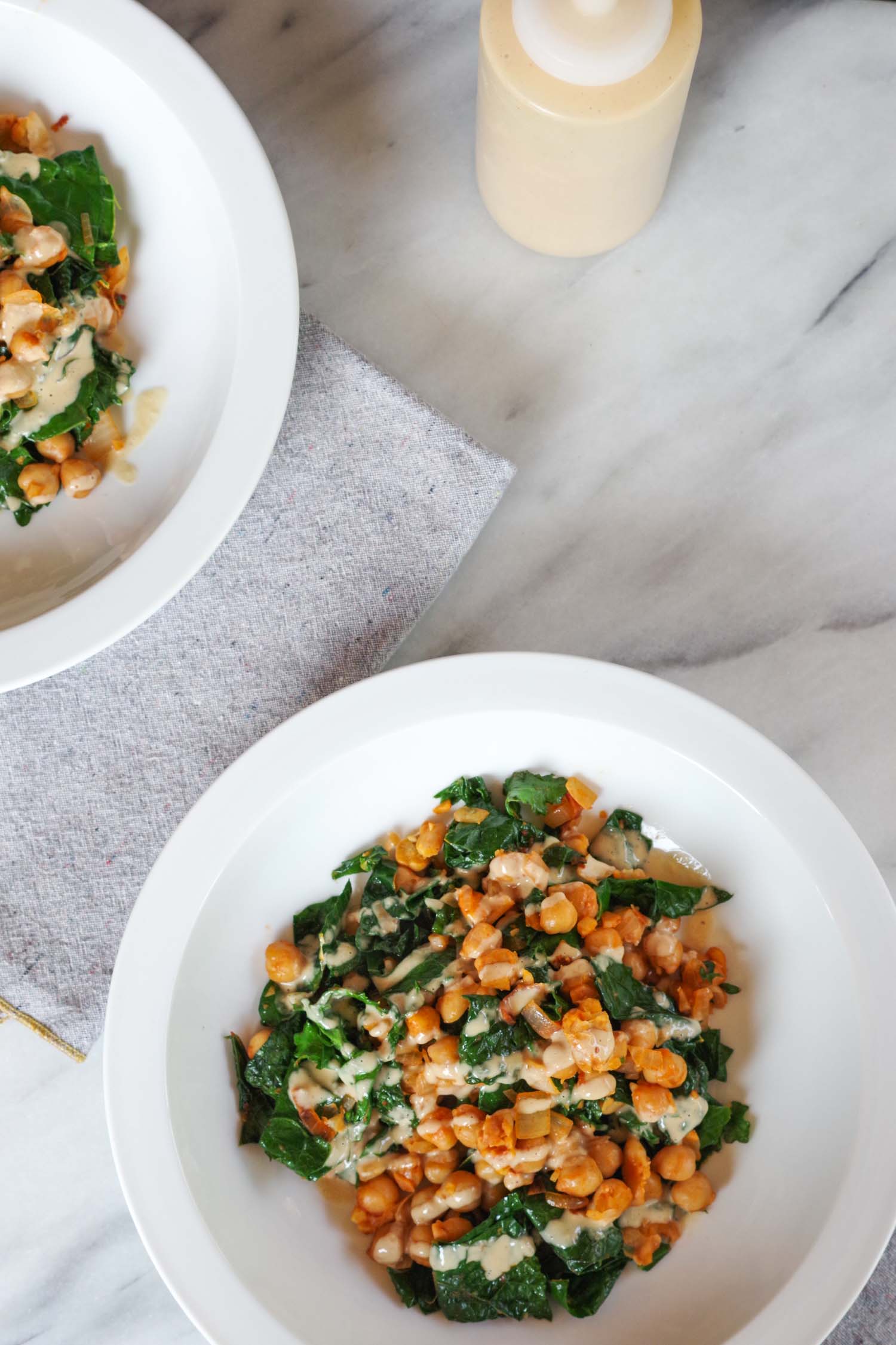 Smoky Kale and Chickpeas with Miso Peanut Drizzle, from the  Bold Flavored Vegan Cooking  cookbook by Celine Steen. Photo by Beautiful Ingredient.