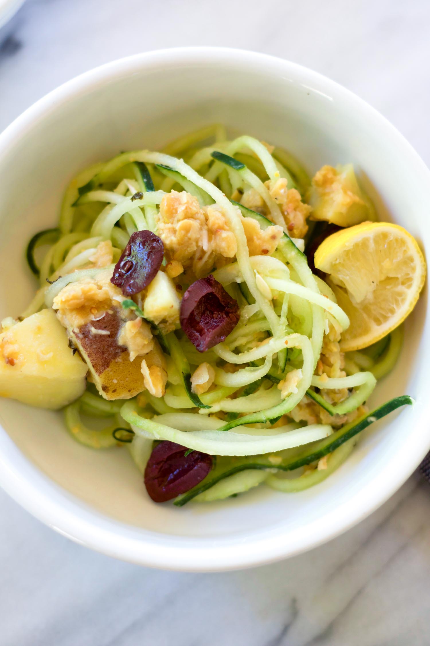 Nicoise-inspired salad with Spiralized Cucumber Noodles, by Beautiful Ingredient