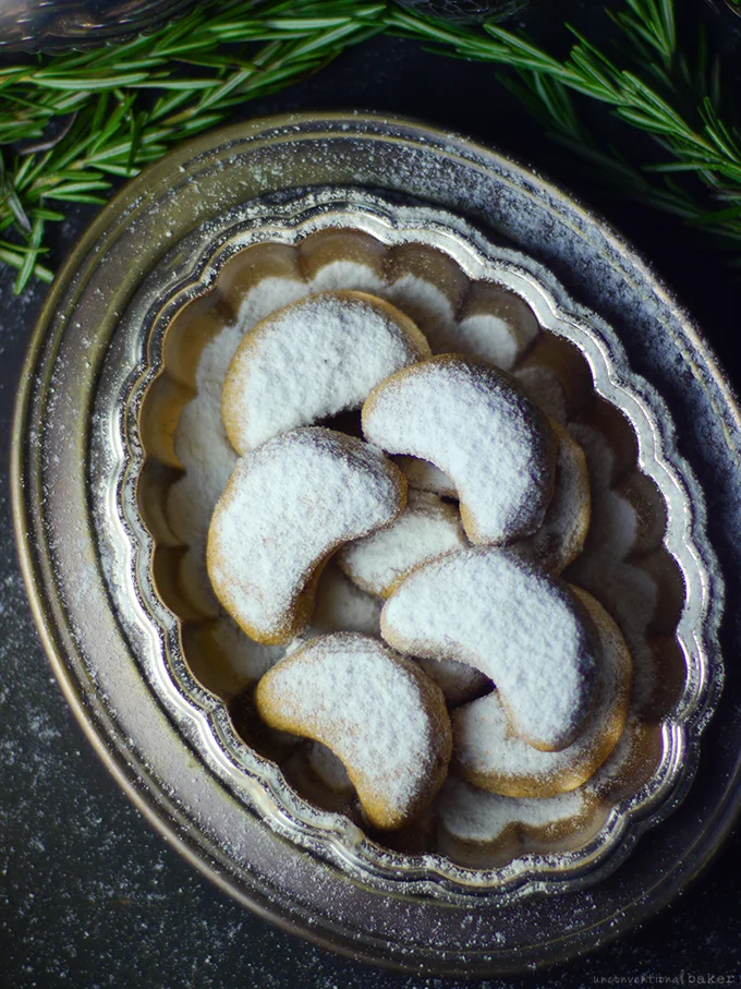Vegan &amp; Gluten-Free Almond Crescent Cookies by Audrey of Unconventional Baker