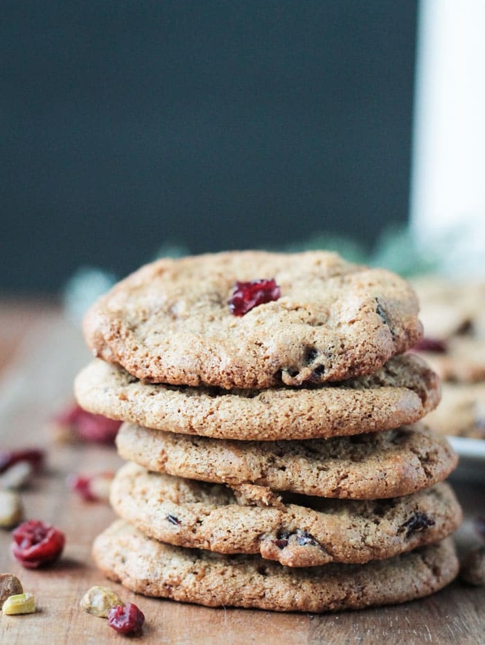 Vegan Cranberry Pistachio Cookies, Gluten-free by Jennifer of Veggie Inspired