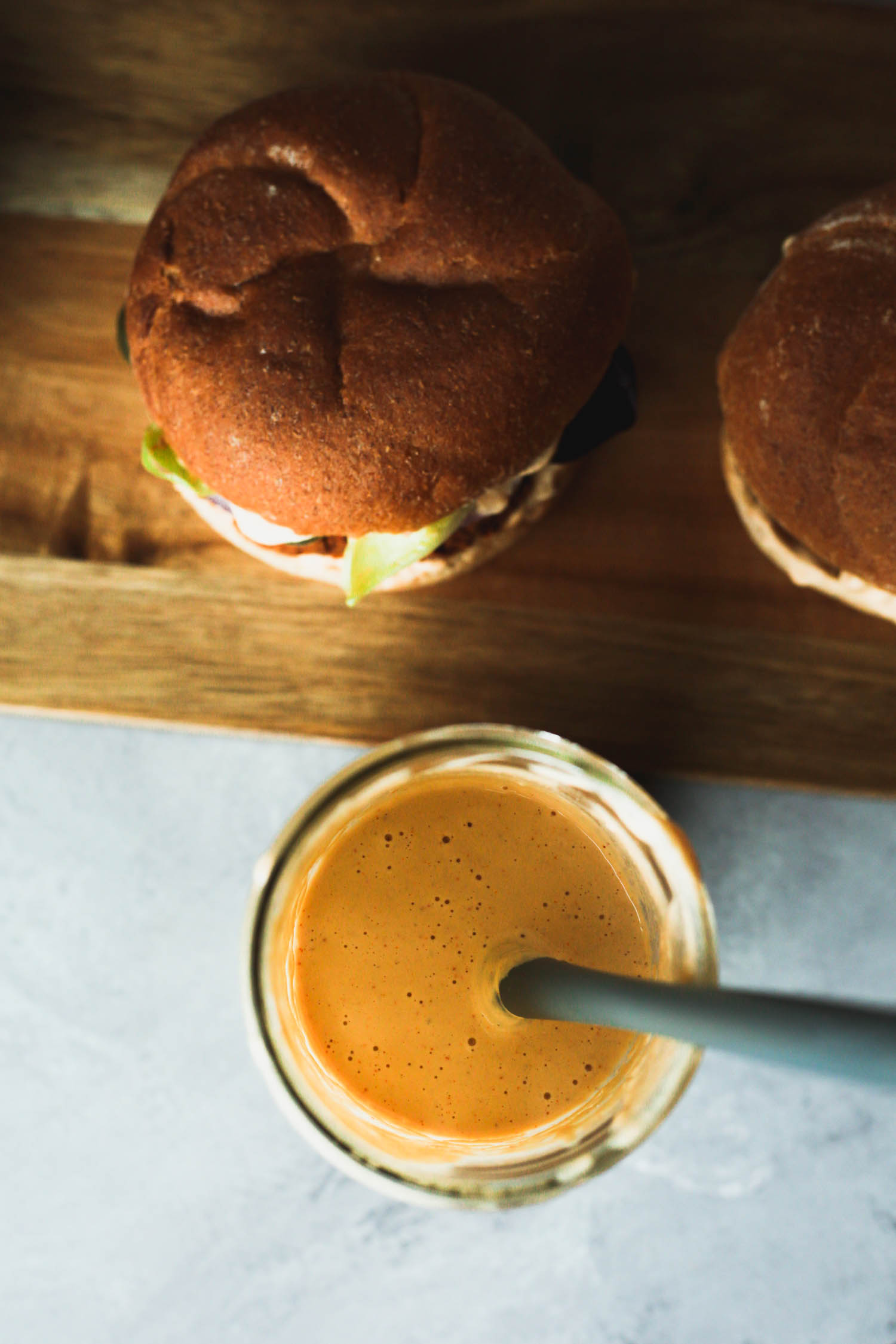 smoky Tangy Cream ready for burgers | Recipe by Sophia DeSantis, Photo by Kari of Beautiful Ingredient.
