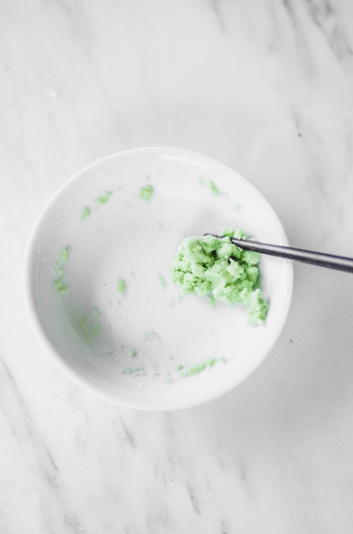 Wasabi can be found in a powdered form in most large grocery stores. Add enough water to create a ball. Remember, a little wasabi goes a long way!