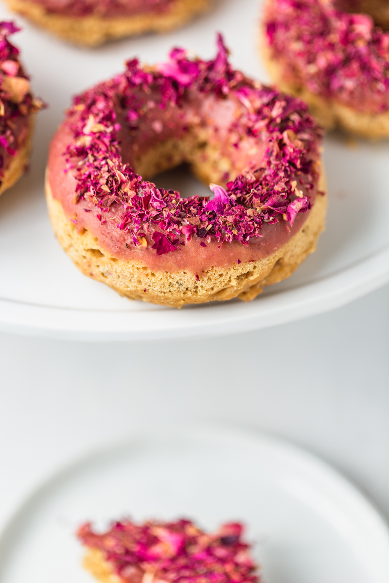 Gluten-Free Lemon Chia Donuts with Rose Frosting
