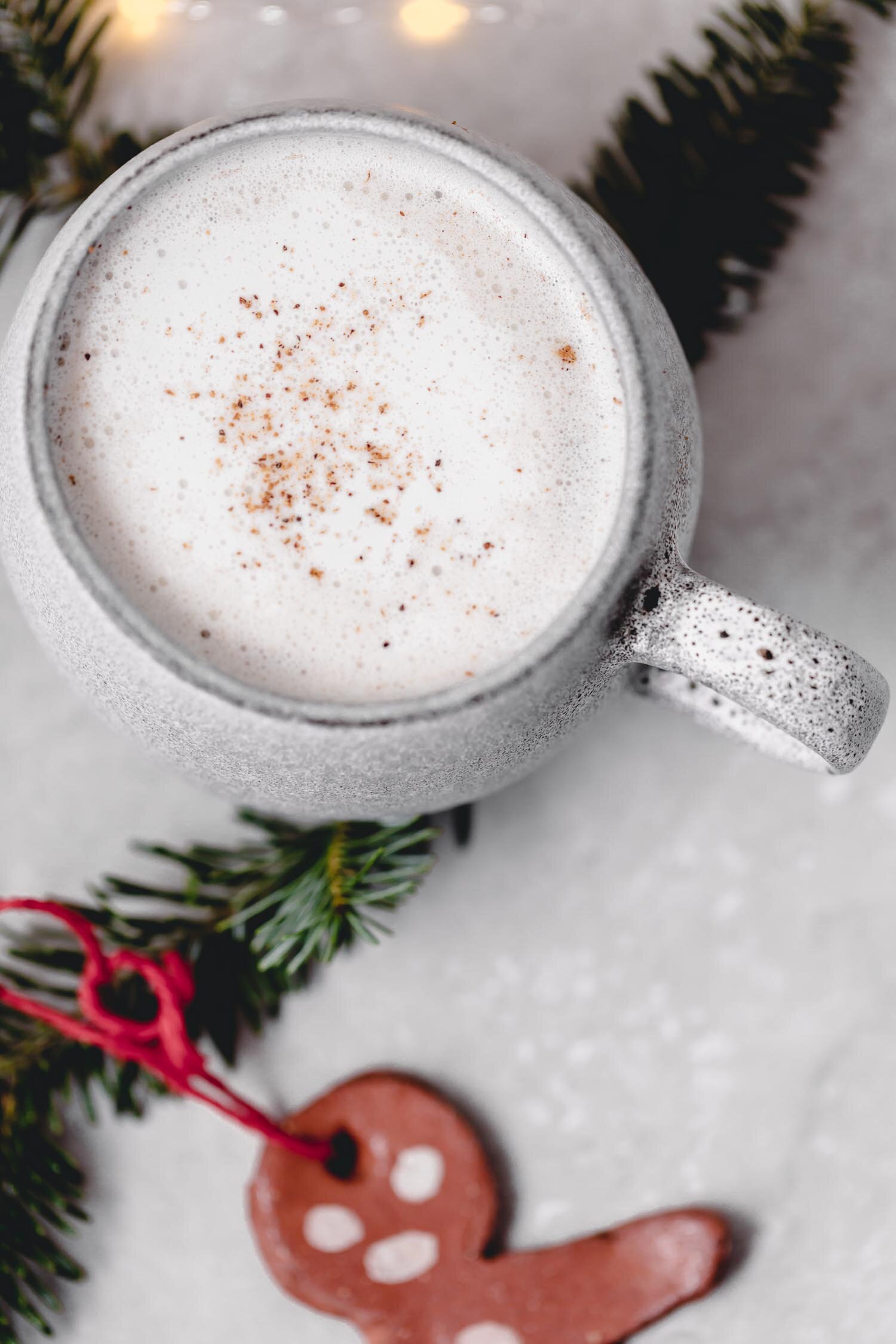 Vegan Eggnog in 10 Minutes - this recipe makes it easy to grab a cup of cheer right away! #eggnog #vegan #veganholiday #Christmas #veganeggnog #cupofcheer #nutmeg #dairyfree #drink #bourbon #quickandeasy #10minuterecipe #hotdrink #eggfree #holidaytreat #veganchristmas #nog #dairyfreeeggnog #holidayrecipe