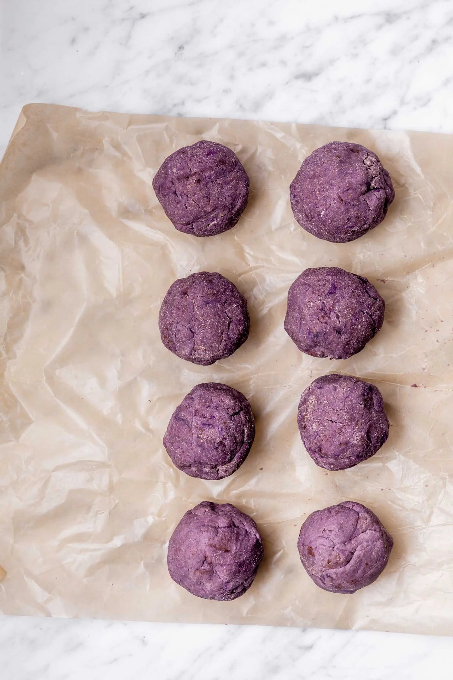 These Easy Potato Flatbreads only require two pantry staple ingredients and make great wraps, tortillas, naan, and pizza crust. By Kari of Beautiful Ingredient. #flatbread #homemade #potato #twoingredientrecipe #easyrecipe #vegan #glutenfree #nutfree #yeastfree #tortilla #purple #pizzacrust #naan #quickbread