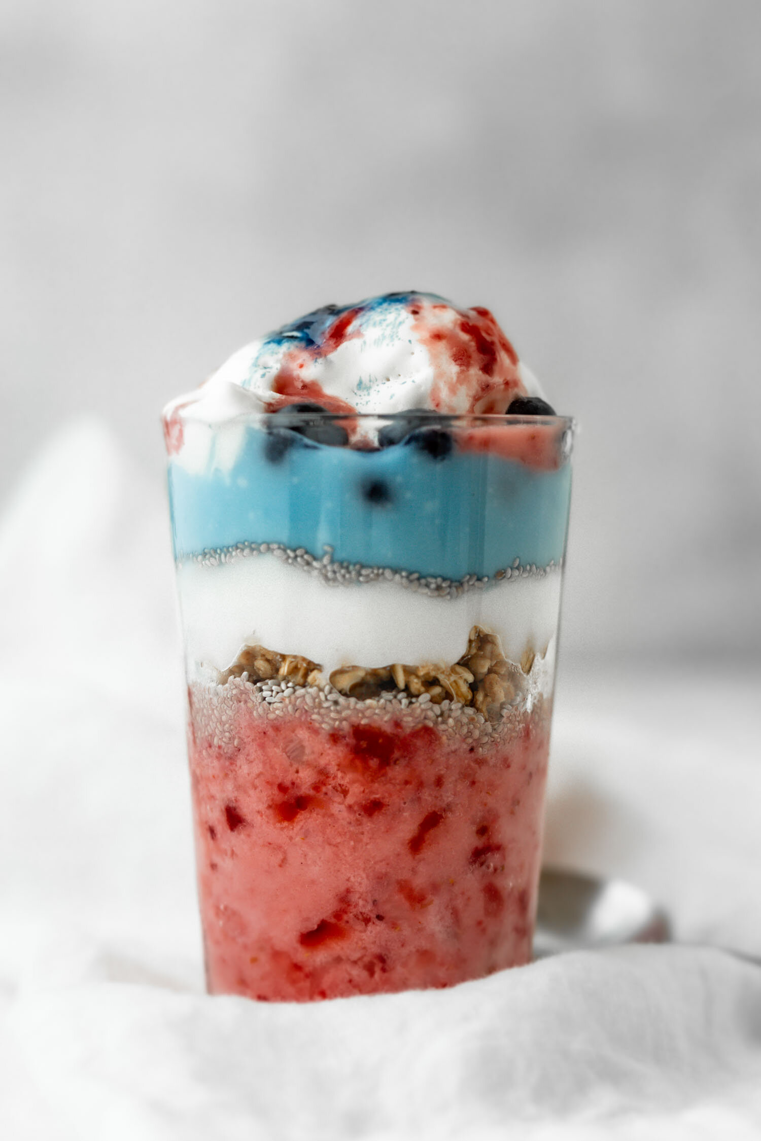 Red, White, &amp; Blue Vegan Yogurt Parfaits with Strawberry Sorbet and Natural Coloring