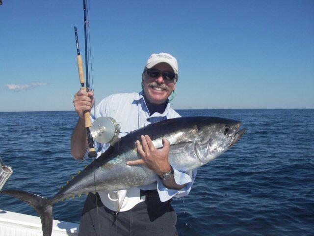 image of bluefin tuna caught on a fly rod