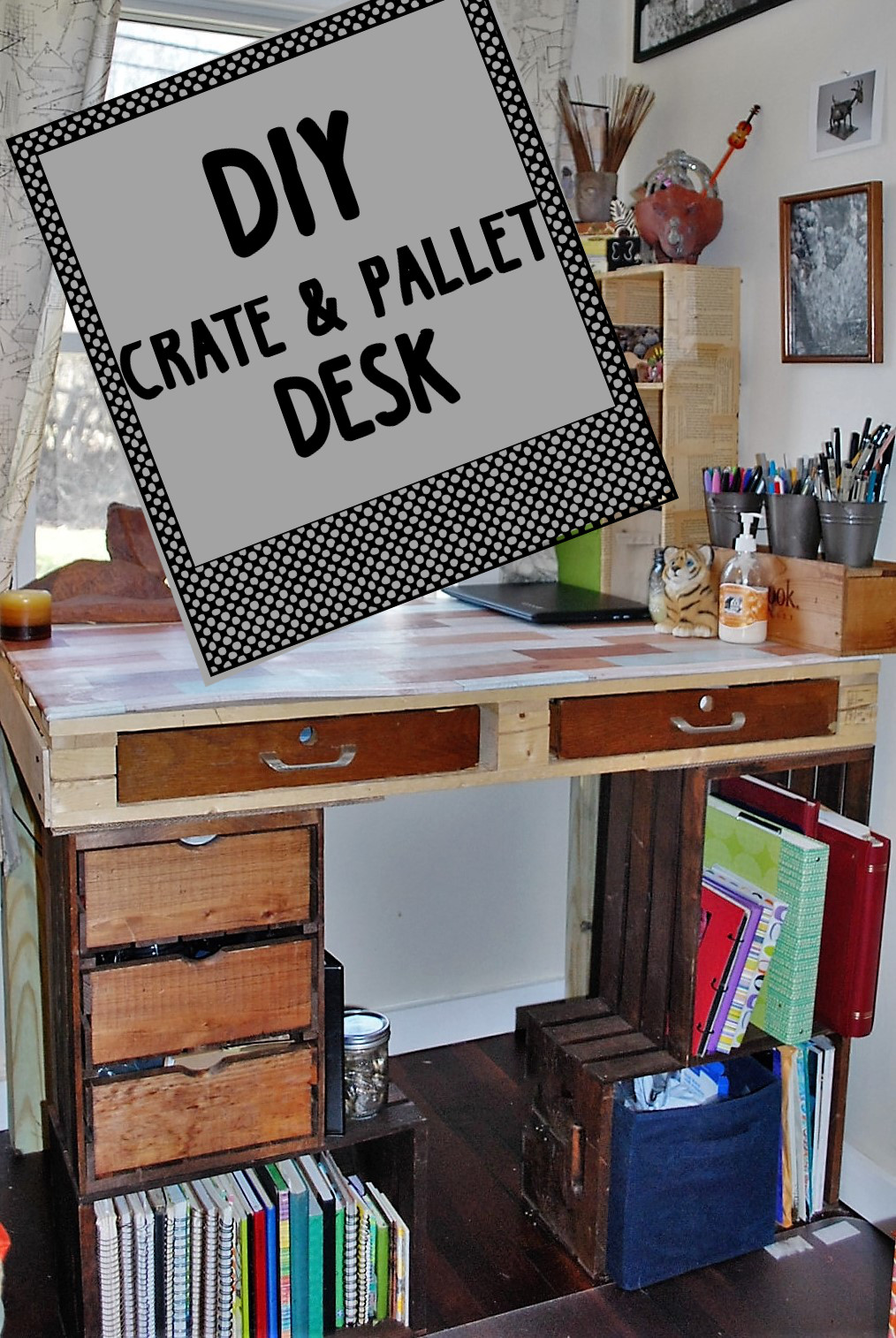 Diy Crate Pallet Desk Whimsy Scribble