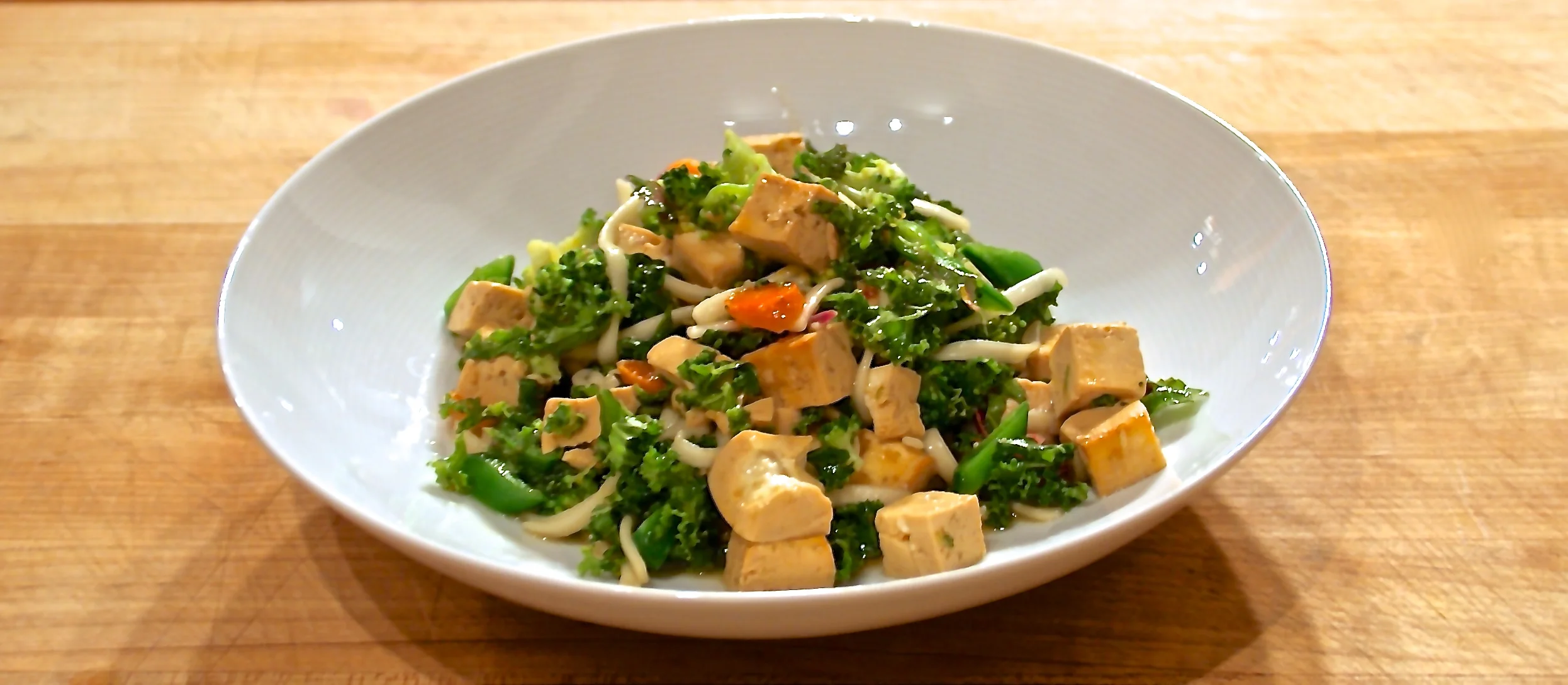Cold Asian Noodle Salad with Fresh Vegetables, Organic Tofu, and a Citrus Vinaigrette