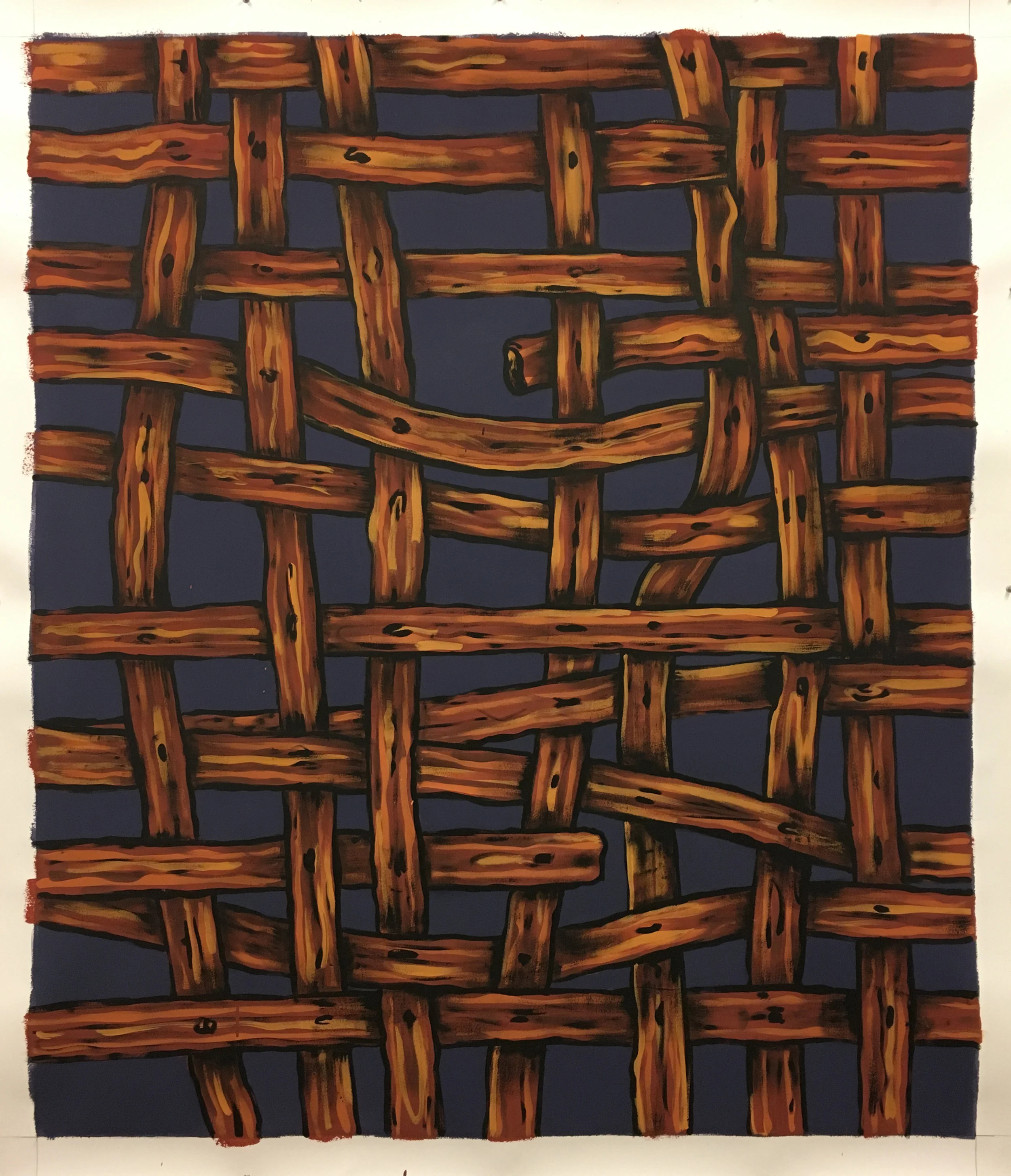 Hold, 2017 Tempera and pigmented gesso on paper, 70" x 60"