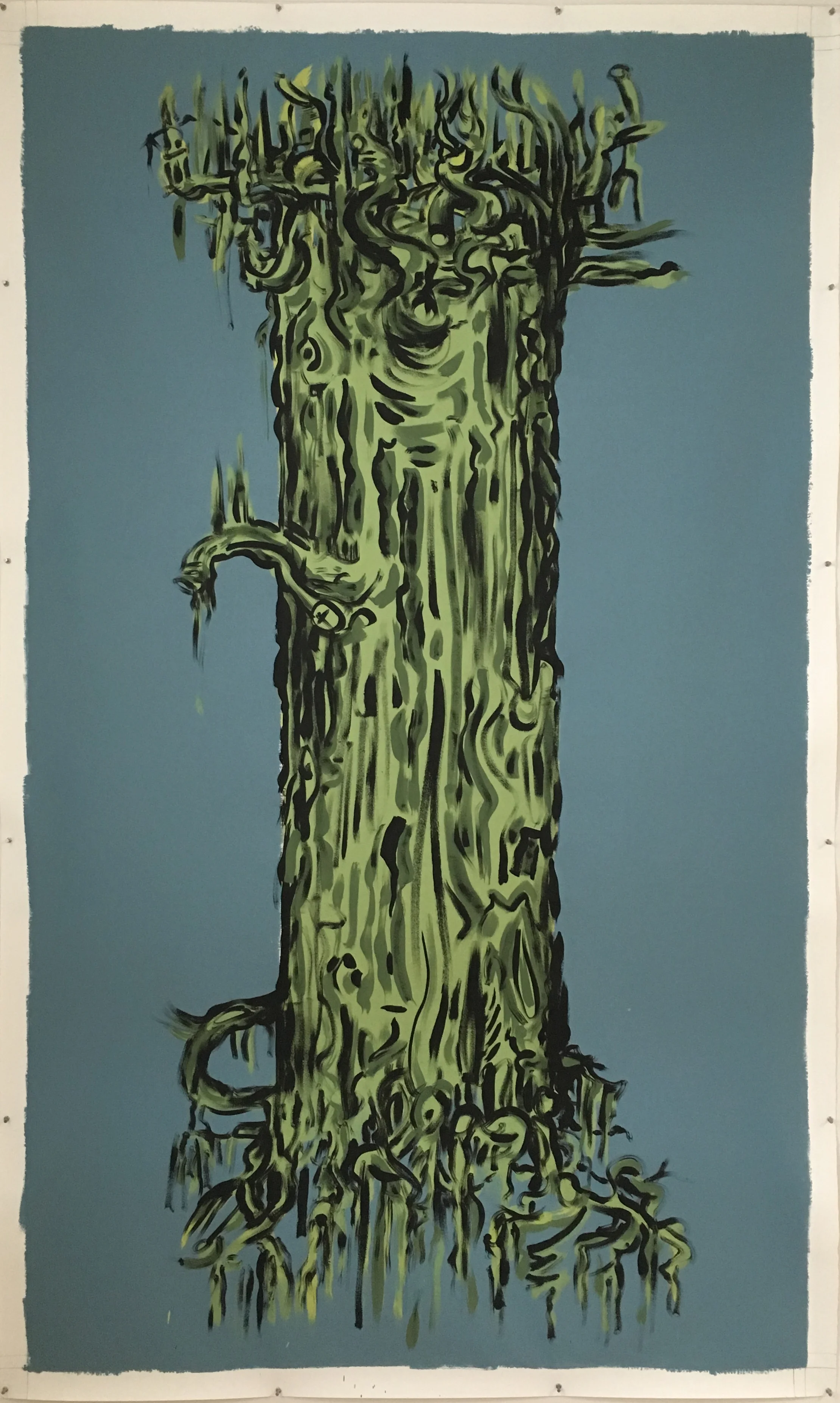 Big Tree V, 2017 Tempera and pigmented gesso on paper, 100" x 60"