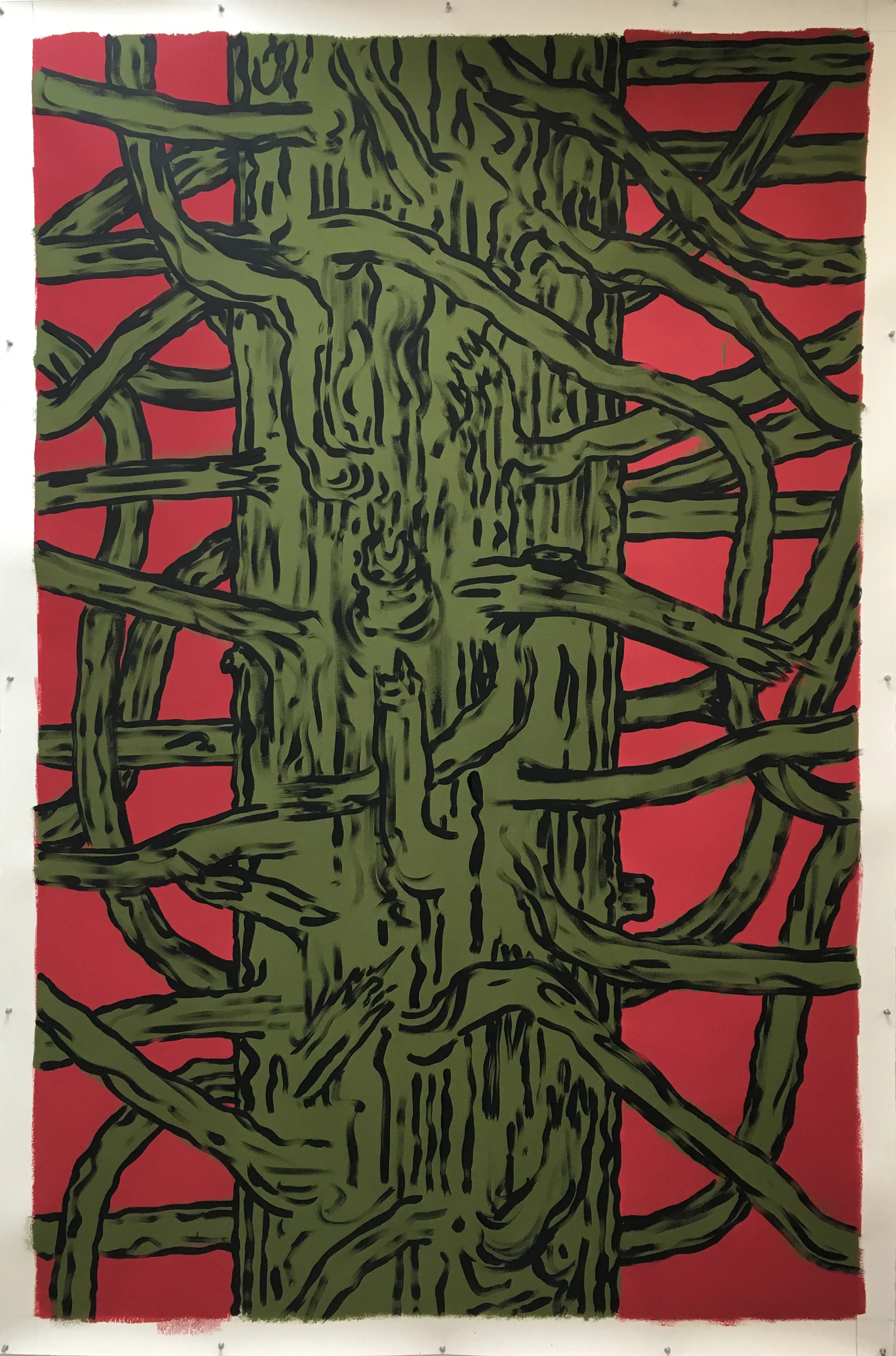 Grove, 2017 Aqua dispersion and gesso on paper, 91" x 60"
