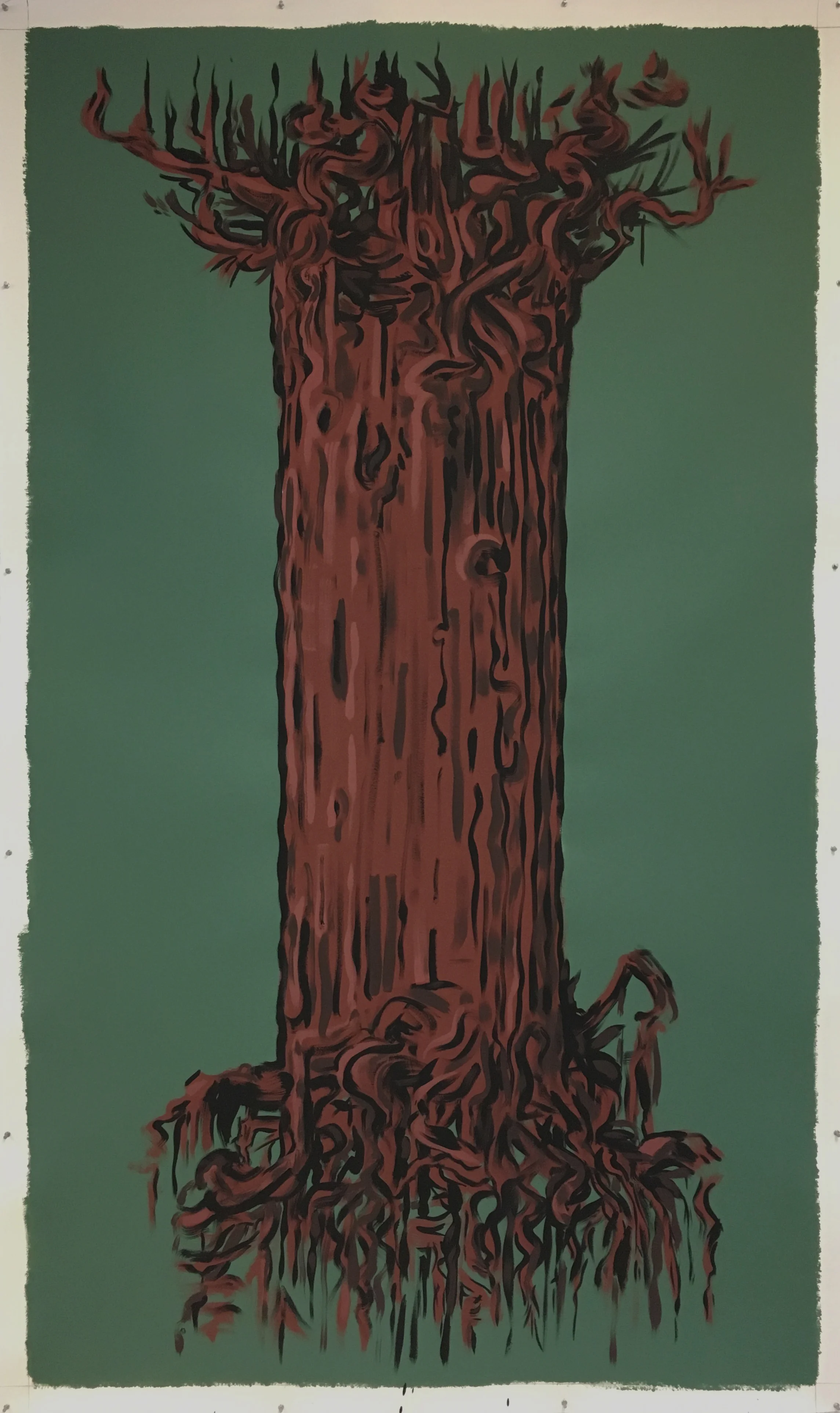 Big Tree IV, 2017 Tempera and pigmented gesso on paper, 100" x 60"