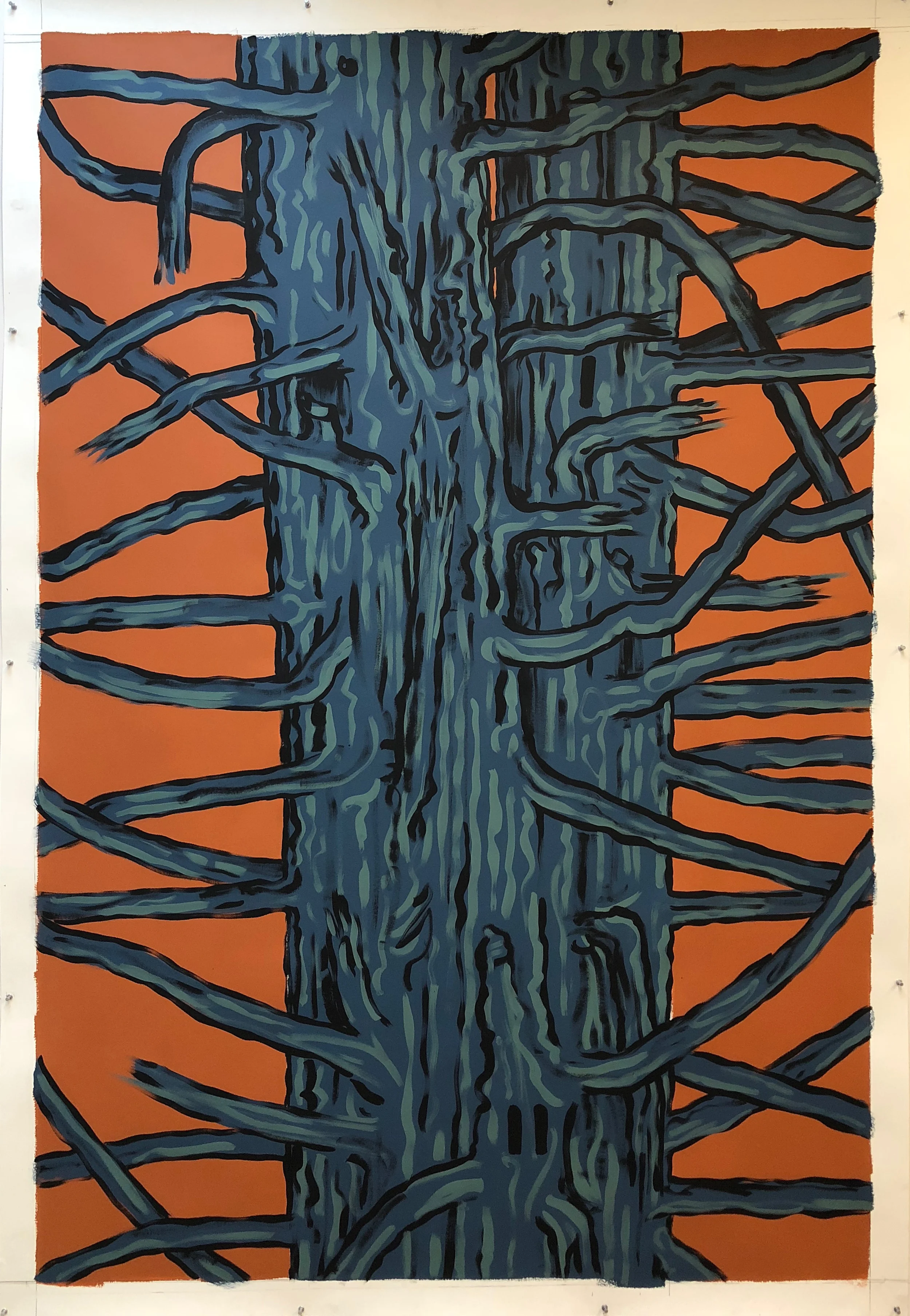 Stand, 2017 Aqua dispersion and gesso on paper, 91" x 60"