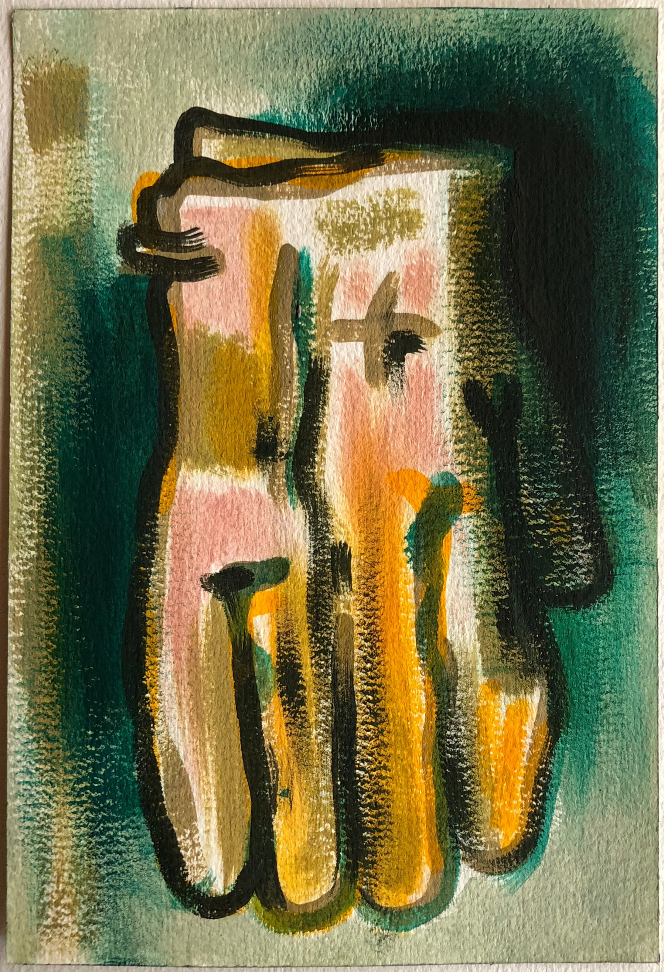 Drover, 2017 Pigment, egg tempera and acrylic polymer on watercolor paper, 10" x 7.5"
